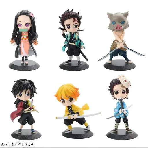 Anime Demon Slayer 6pcs Set Action Figure Height- 7cm Authentic Design, Highly Detailed-Exact Replica of Image Miniture figure